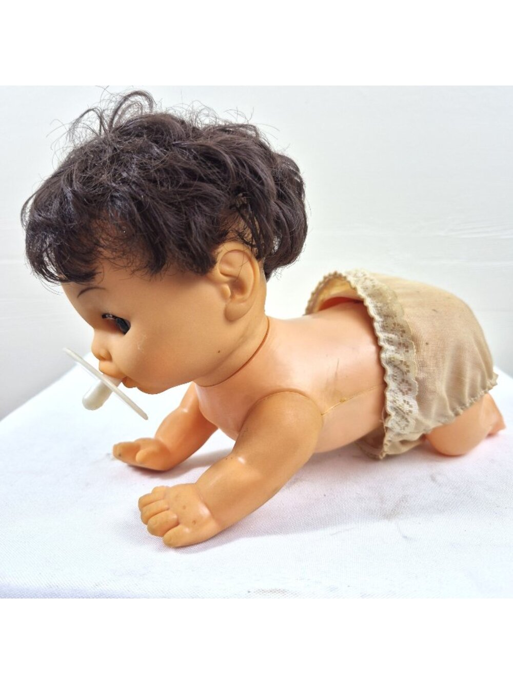 Vintage Crawling Baby Doll W/ Pacifier Needs Restoration Collectible Display Pc